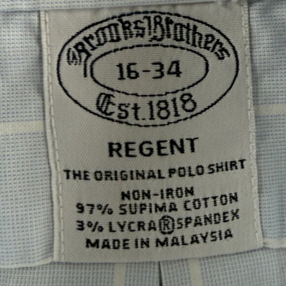 Brooks Brothers Cotton Striped Regent Blue Stretch Spandex 16 34 Non-Iron Button - Picture 10 of 13